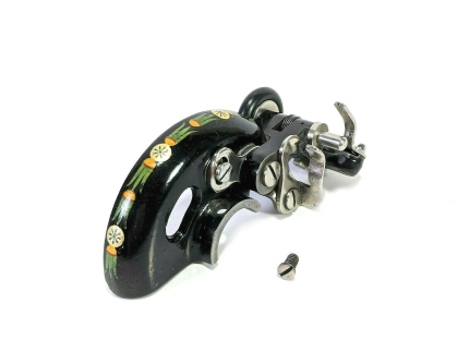 Early Singer 66K Sewing Machine Bobbin Winder Belt Guard Assembly w Lotus Decal