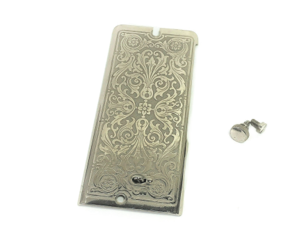 Singer 99 99K Sewing Machine Scroll Faceplate Side Face Plate in Nickel Simanco 33663