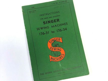 Singer Class 176 Industrial Sewing Machine Instruction Manual Vintage Original 1947