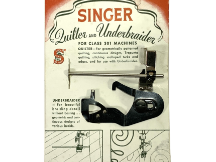 Singer Class 301 Sewing Machine Slant Shank Quilting Foot and Underbraider Set on Card