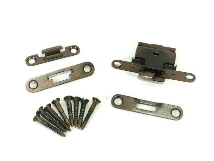 Singer Sewing Machine Bentwood Case Lock and Latch Plate Set in Bronze Copper Simanco
